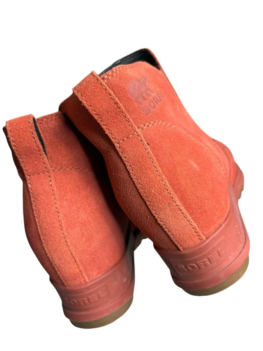 Sorel boots Evie Pull On Chelsea Warp Red Orange waterproof suede size 8